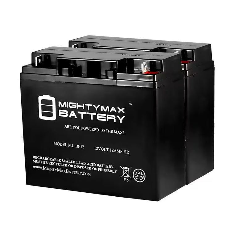 ML18-12 - 12-Volt 18AH Earthwise Electric Lawn Mower Battery Replaces 24V Battery - 2 Pack