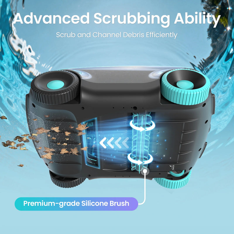 Scuba 1100W Cordless Robotic Pool Cleaner for Above-Ground and Flat-Floored In-Ground Pools