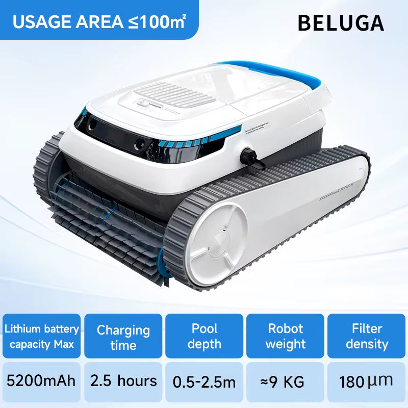 Cordless Robotic Pool Cleaner,Pool Vacuum Cleaner for Flat Swimming Pools,Self-Parking