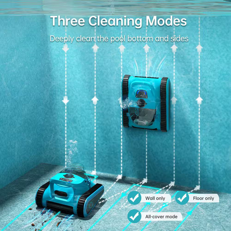 Robotic Pool Vacuum, Cordless Pool Vacuum Robot for above Ground and Inground Pools Wall Floor Waterline Cleaning