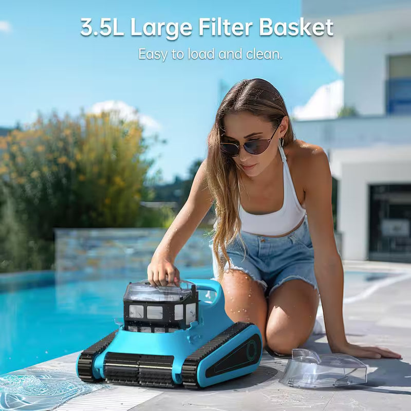 Robotic Pool Vacuum, Cordless Pool Vacuum Robot for above Ground and Inground Pools Wall Floor Waterline Cleaning