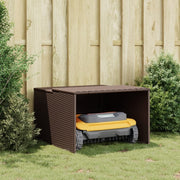 Robot Mower Garage Storage Shelter Garden Outdoor Lawn Poly Rattan - 33.9" X 35.4" X 20.5"/22.4"