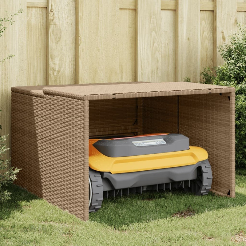 Robot Mower Garage Storage Shelter Garden Outdoor Lawn Poly Rattan - 33.9" X 35.4" X 20.5"/22.4"
