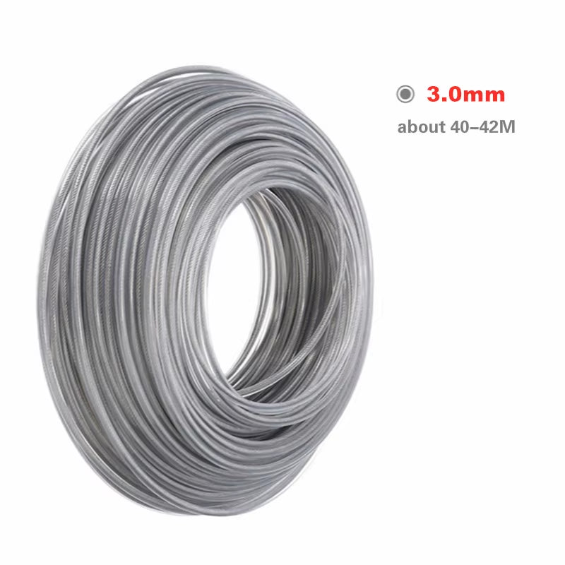 Steel Wire Grass Trimmer Wire Rope Garden Tools Lawn Mower Strimmer Brushcutter Wire Cord Lines Brush Cutter 3Mm/2.7Mm Gray