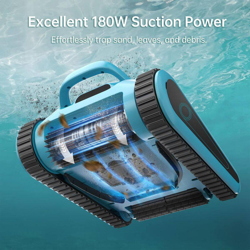 Robotic Pool Vacuum, Cordless Pool Vacuum Robot for above Ground and Inground Pools Wall Floor Waterline Cleaning