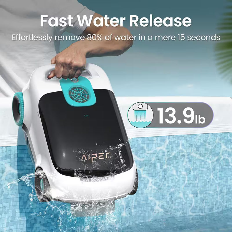 Scuba L1 Cordless Robotic Pool Vacuum - Automatic Pool Vacuum for above Ground Pools up to 1100 Sq.Ft, White