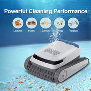 Cordless Robotic Pool Cleaner,Pool Vacuum Cleaner for Flat Swimming Pools,Self-Parking