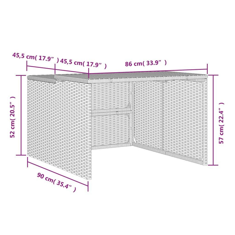 Robot Mower Garage Storage Shelter Garden Outdoor Lawn Poly Rattan - 33.9" X 35.4" X 20.5"/22.4"