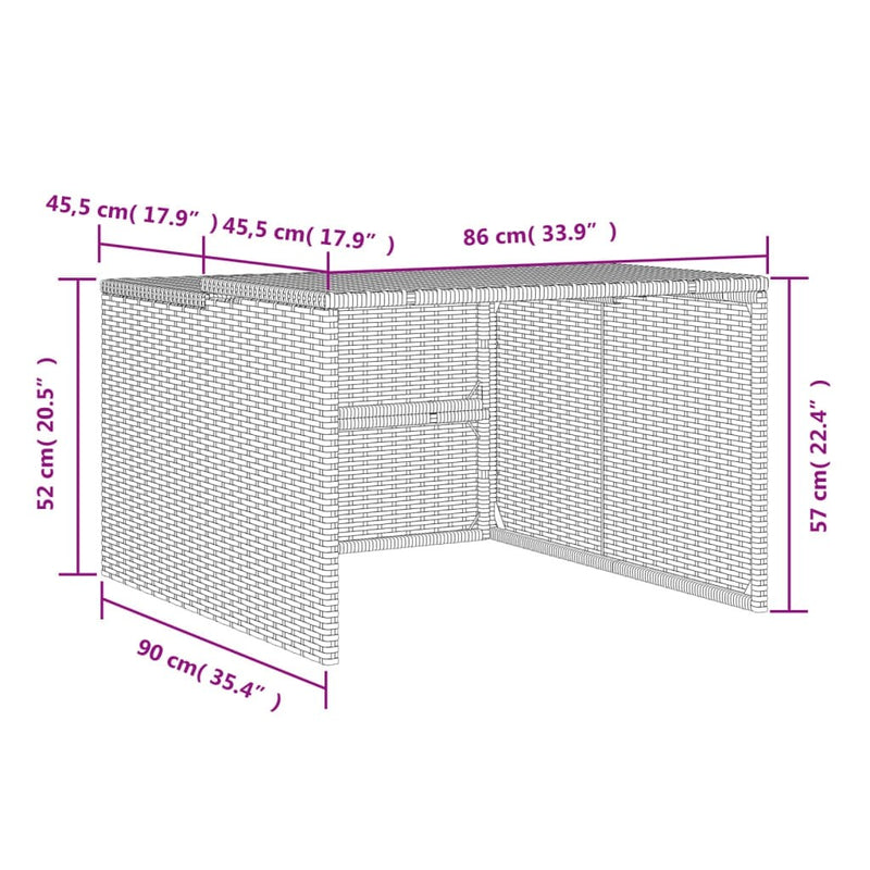 Robot Mower Garage Storage Shelter Garden Outdoor Lawn Poly Rattan - 33.9" X 35.4" X 20.5"/22.4"