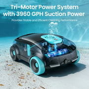 Scuba 1100W Cordless Robotic Pool Cleaner for Above-Ground and Flat-Floored In-Ground Pools