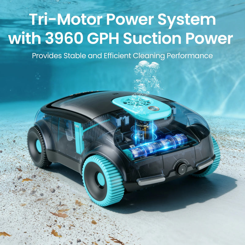Scuba 1100W Cordless Robotic Pool Cleaner for Above-Ground and Flat-Floored In-Ground Pools