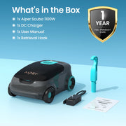 Scuba 1100W Cordless Robotic Pool Cleaner for Above-Ground and Flat-Floored In-Ground Pools