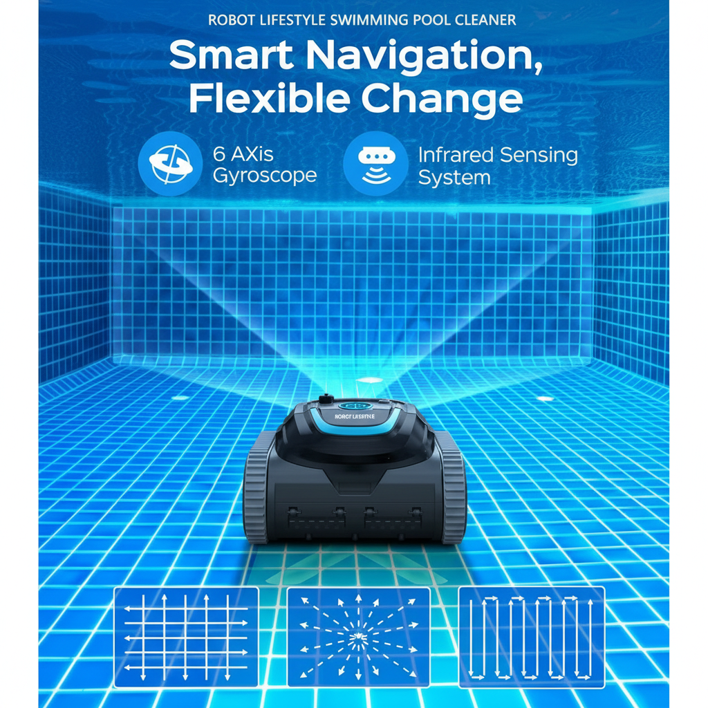 Robot Lifestyle Robot Swimming Pool Cleaner Cordless APP Control Recha ...