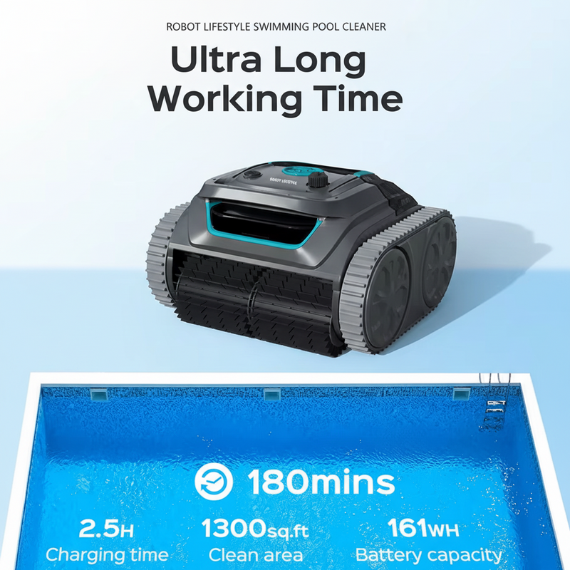 Robot Lifestyle Robot Swimming Pool Cleaner Cordless APP Control Rechargeable Lithium Battery 6400Mah Route Planning for Tiles,Pvc,Mosaic,Cement